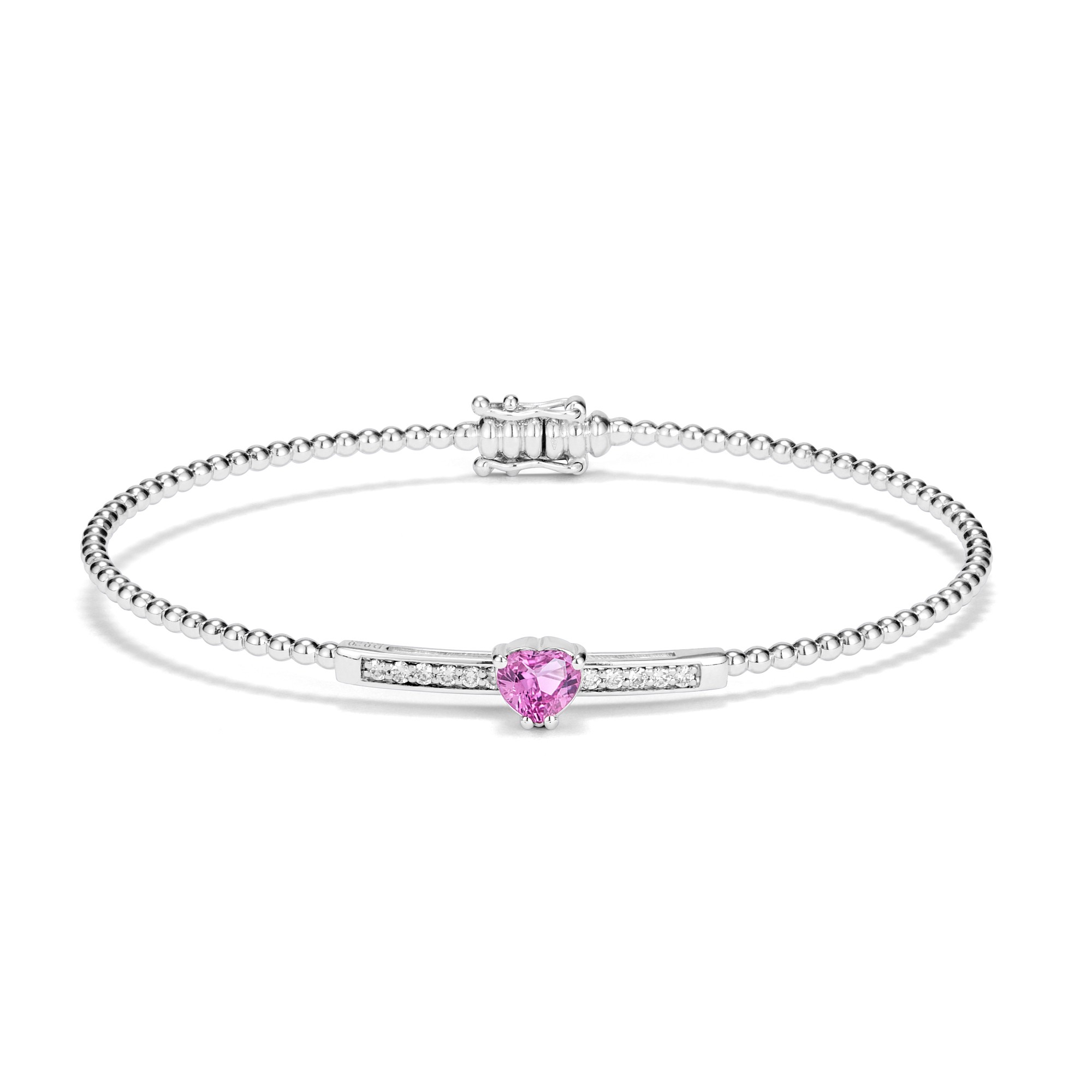 Bracciale flex con zaffiro rosa e diamanti